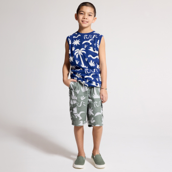 قميص داخلي مطبوع أزرق داكن للأولاد